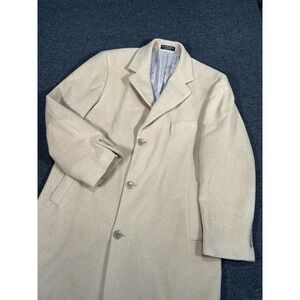 Ralph Lauren Overcoat Peacoat Men's 42L Beige 100% Camel Hair Italy Made Preppy